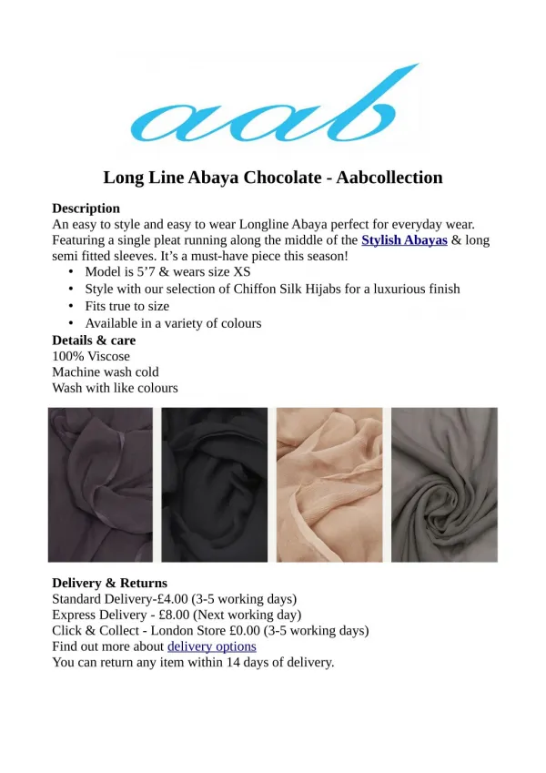 Long Line Abaya Chocolate - Aabcollection