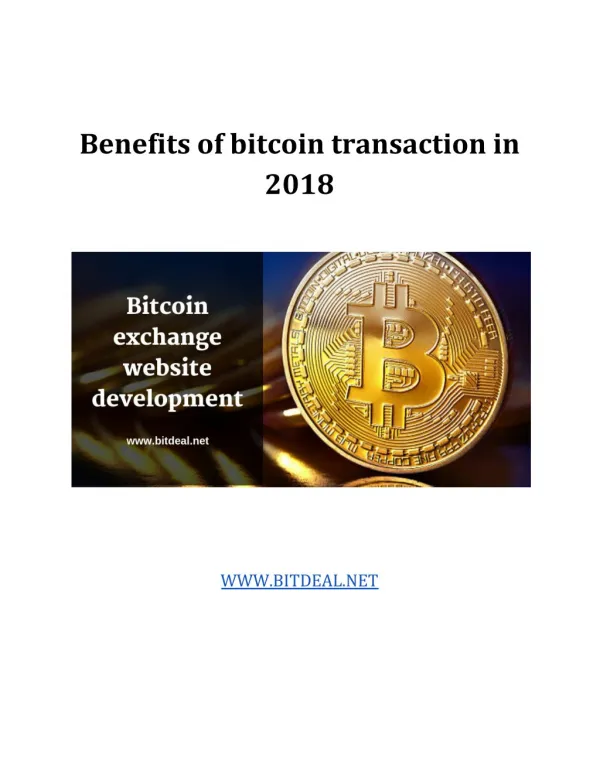 Benefits of bitcoin exchange in 2018