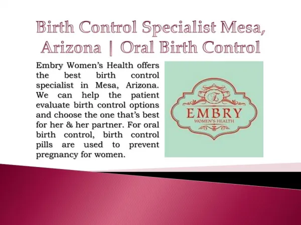 Birth Control Specialist Mesa, Arizona | Oral Birth Control