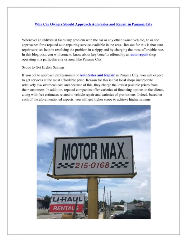 Motor Max Auto Sales and Repair