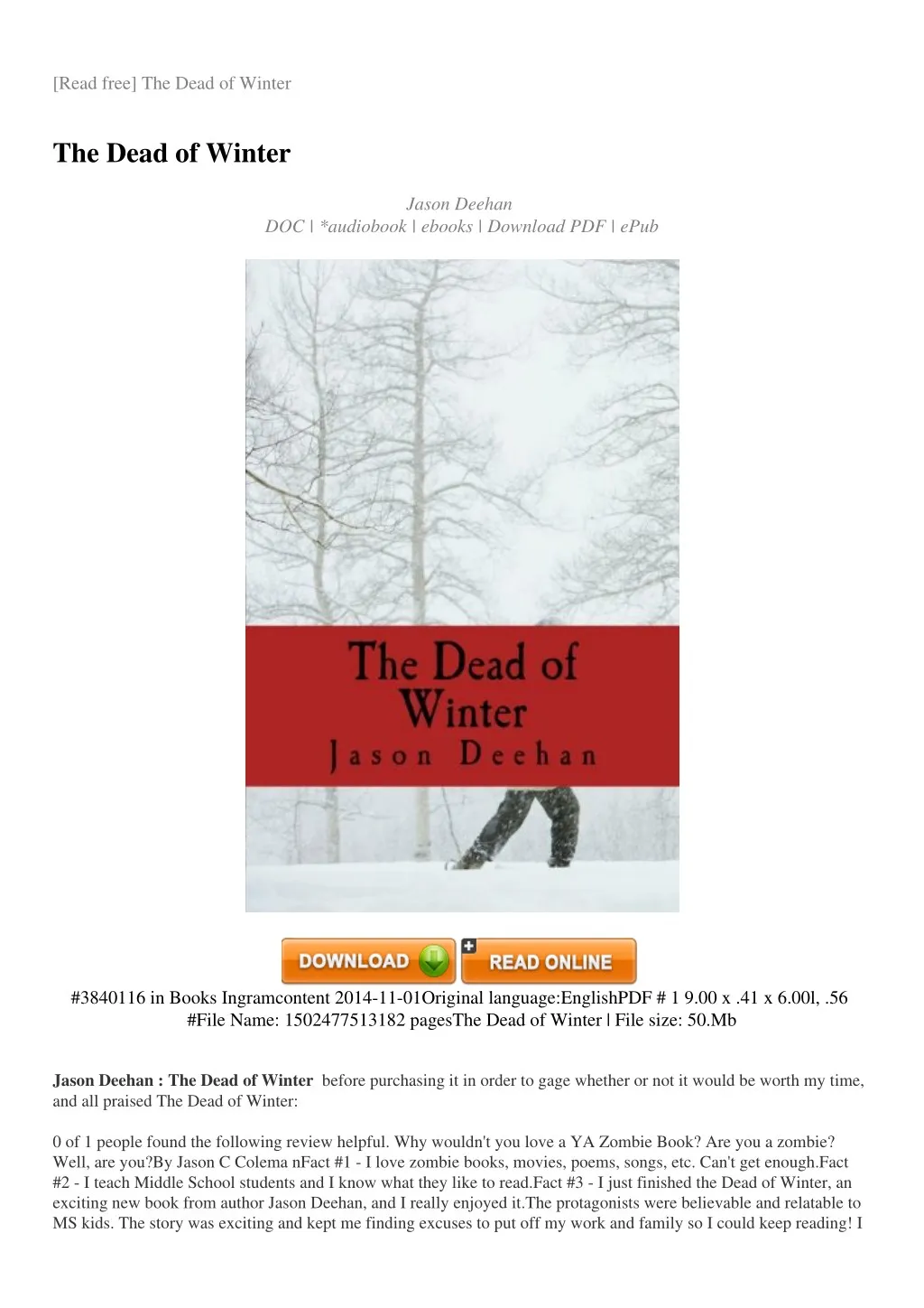 read free the dead of winter