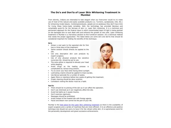 The Do's and Don'ts of Laser Skin Whitening Treatment in Mumbai