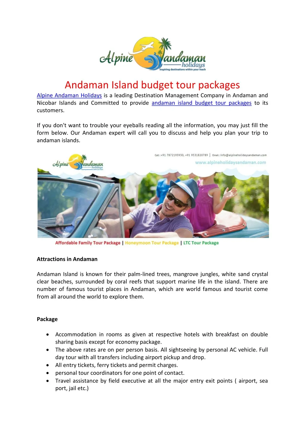 andaman island budget tour packages alpine