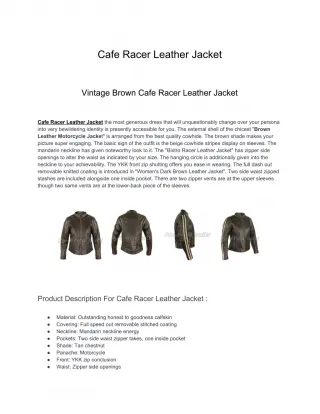 Cafe Racer Leather Jacket - slide 1