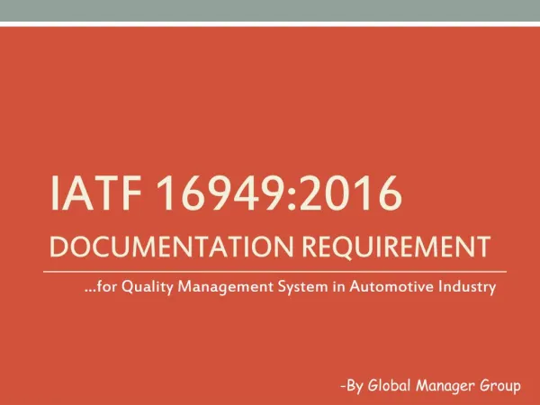 Guidance on IATF 16949-2016 documents required for certification