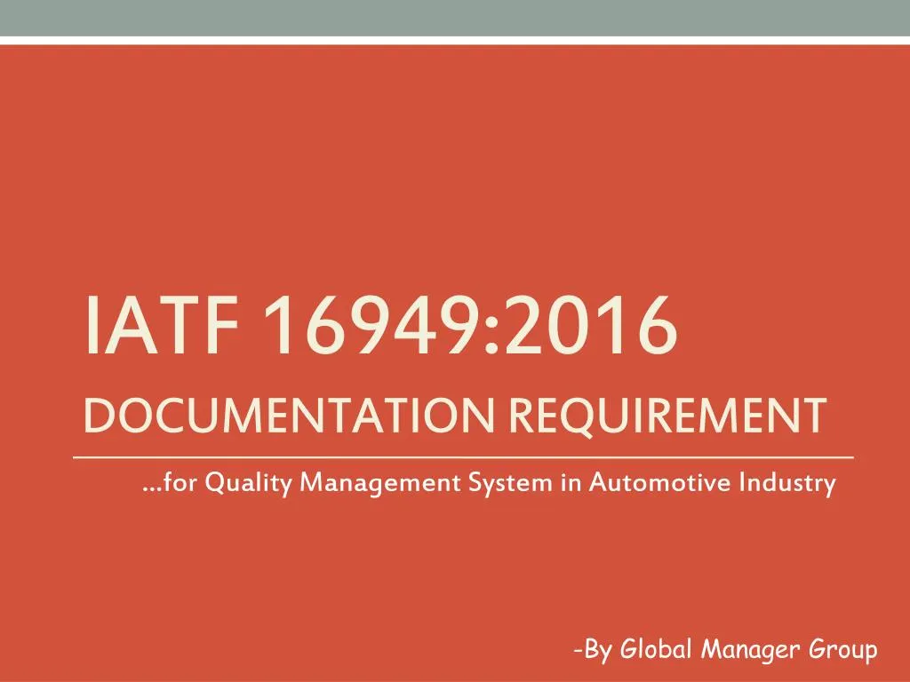 iatf 16949 2016 documentation requirement