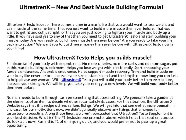 A Review Of Testosterone Boosting Formula