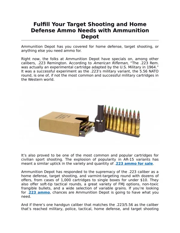 Fulfill Your Target Shooting and Home Defense Ammo Needs with Ammunition Depot