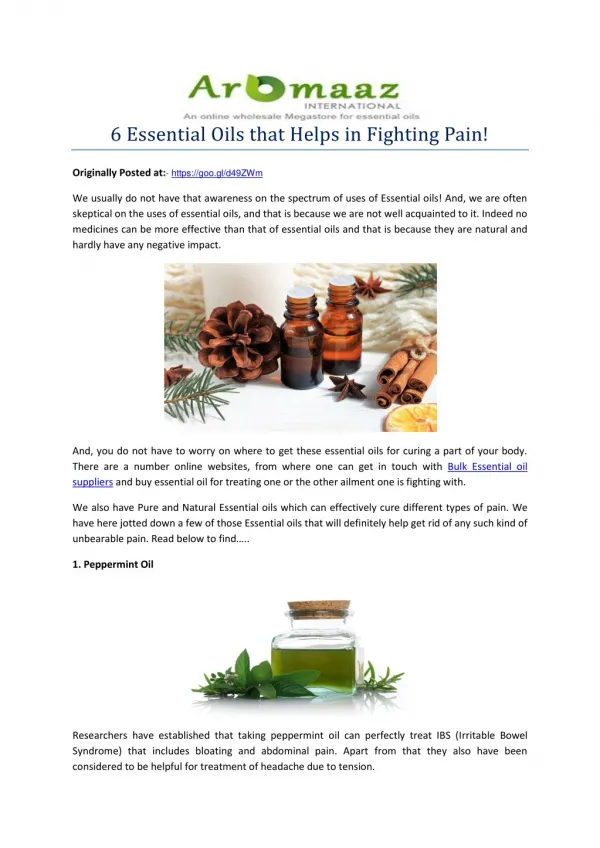 6 essential oils that helps in fighting pain!