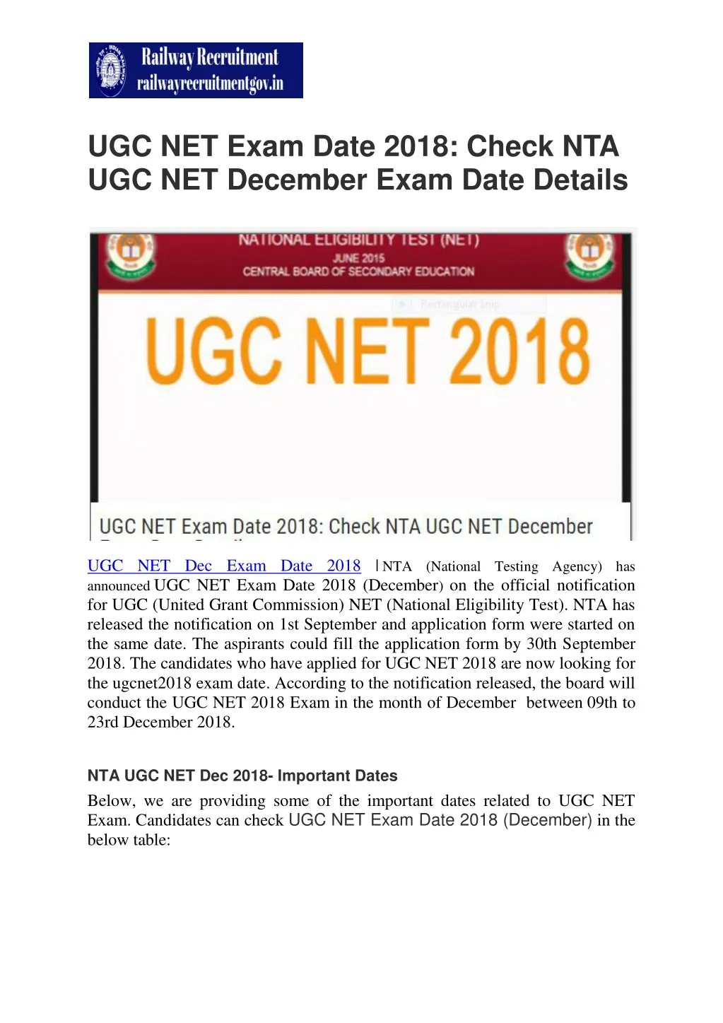 ugc net exam date 2018 check nta ugc net december
