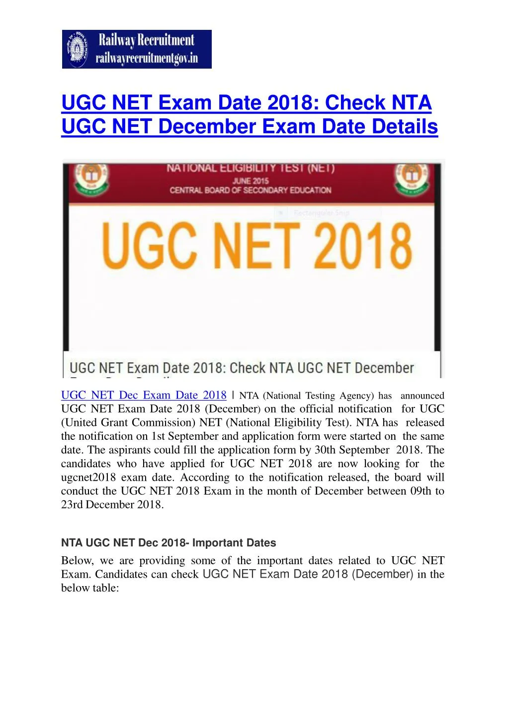 ugc net exam date 2018 check nta ugc net december exam date details