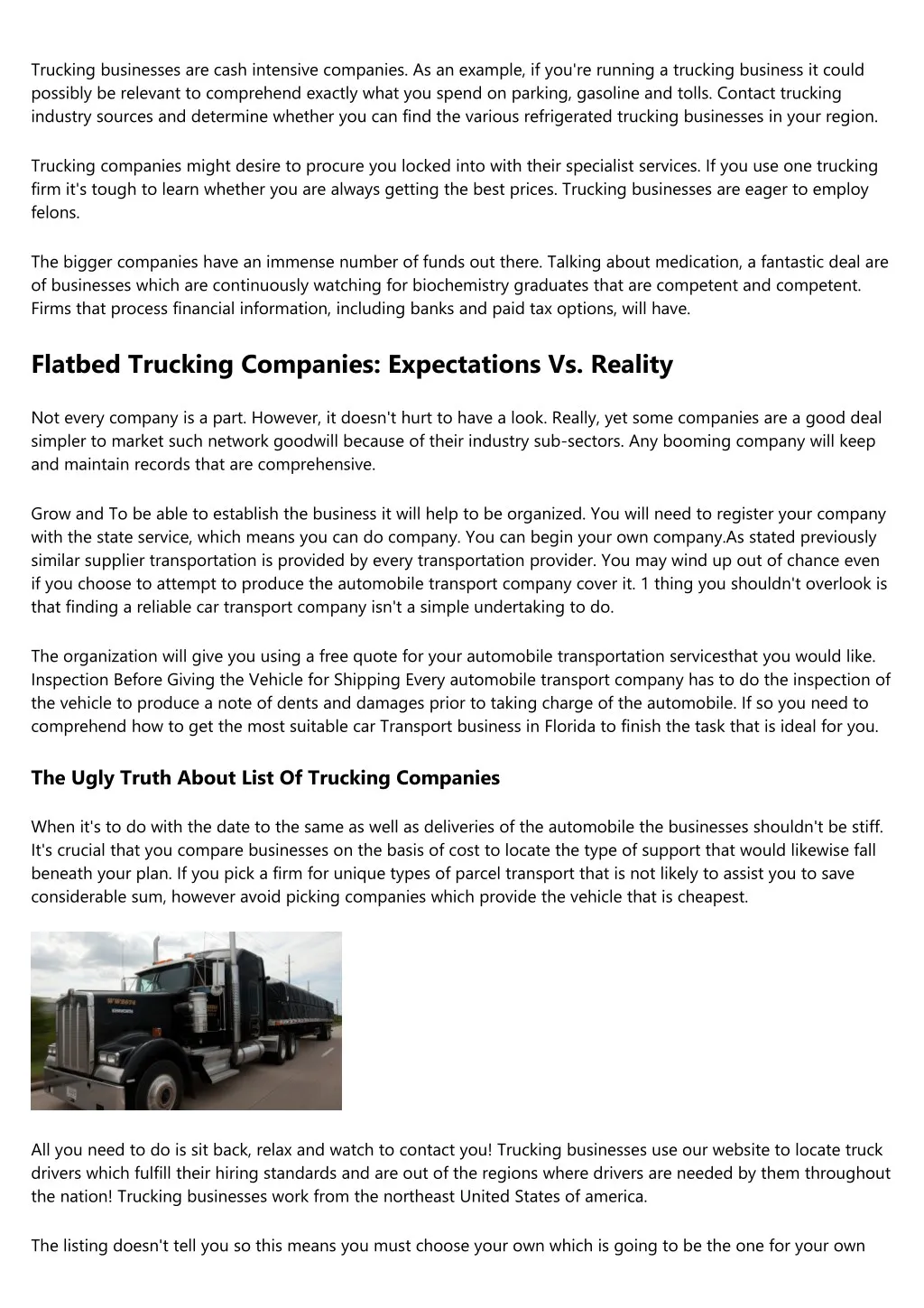 trucking businesses are cash intensive companies
