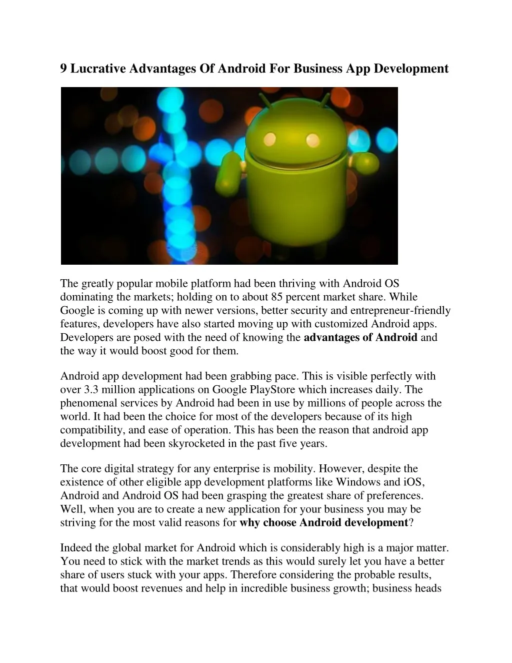 9 lucrative advantages of android for business