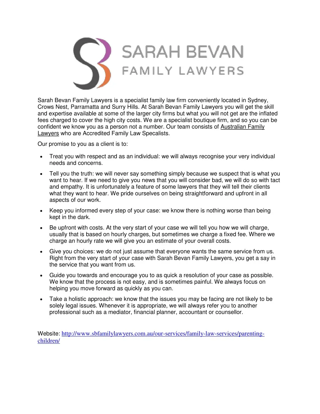 sarah bevan family lawyers is a specialist family