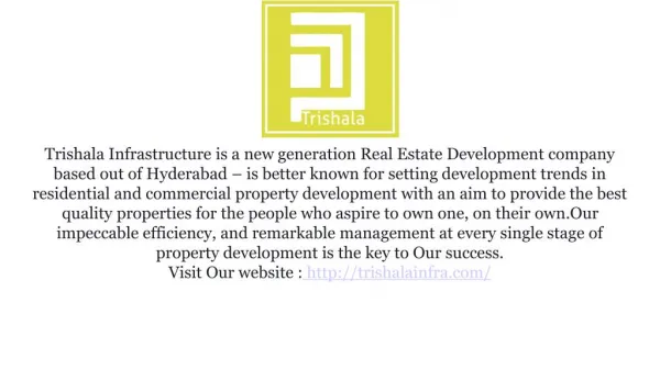 Buy Gated Community luxury villas in Hyderabad from Trishala Infra