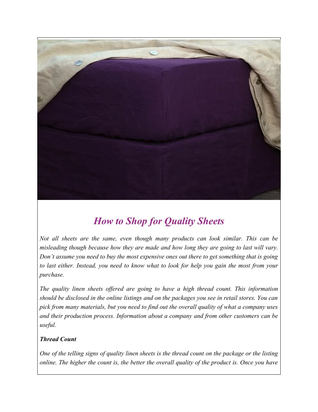 how to shop for quality sheets
