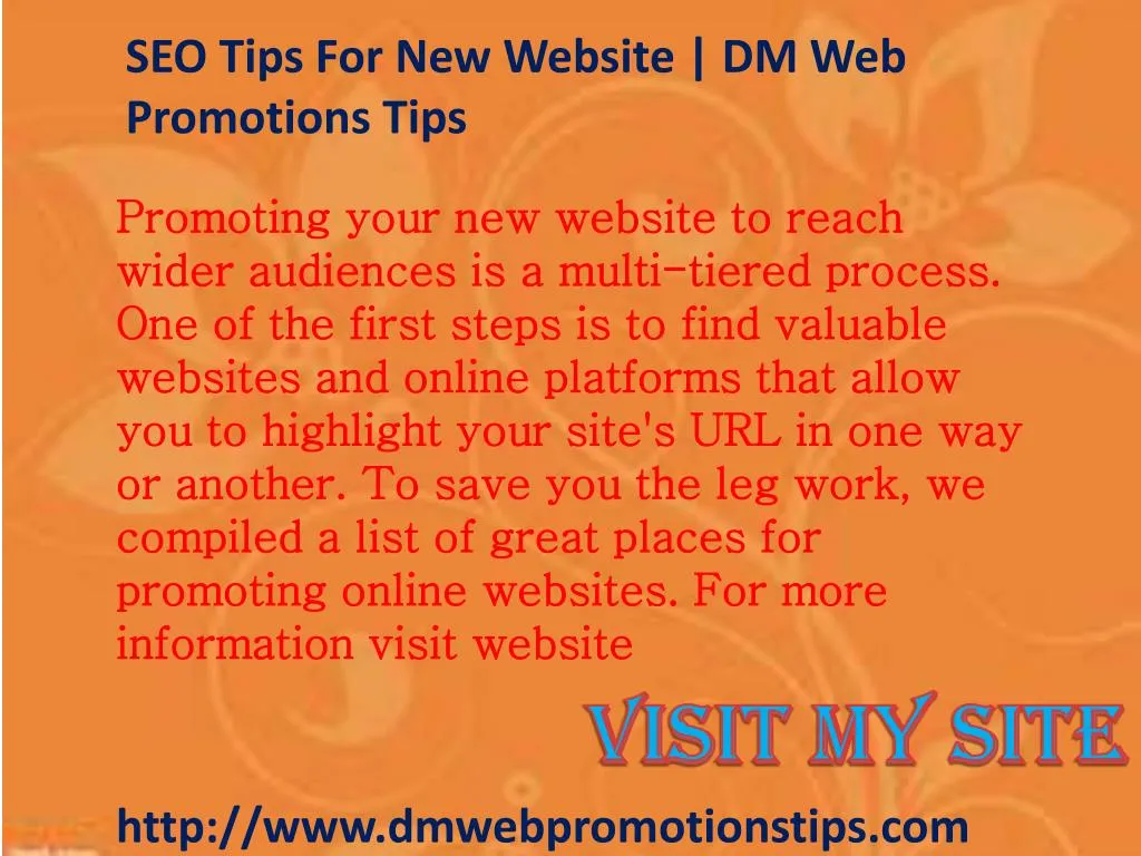 seo tips for new website dm web promotions tips