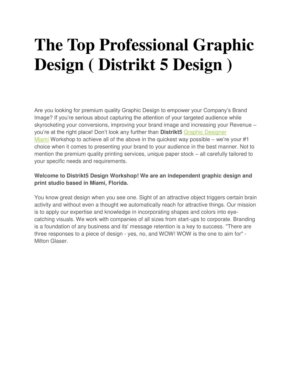 the top professional graphic design distrikt