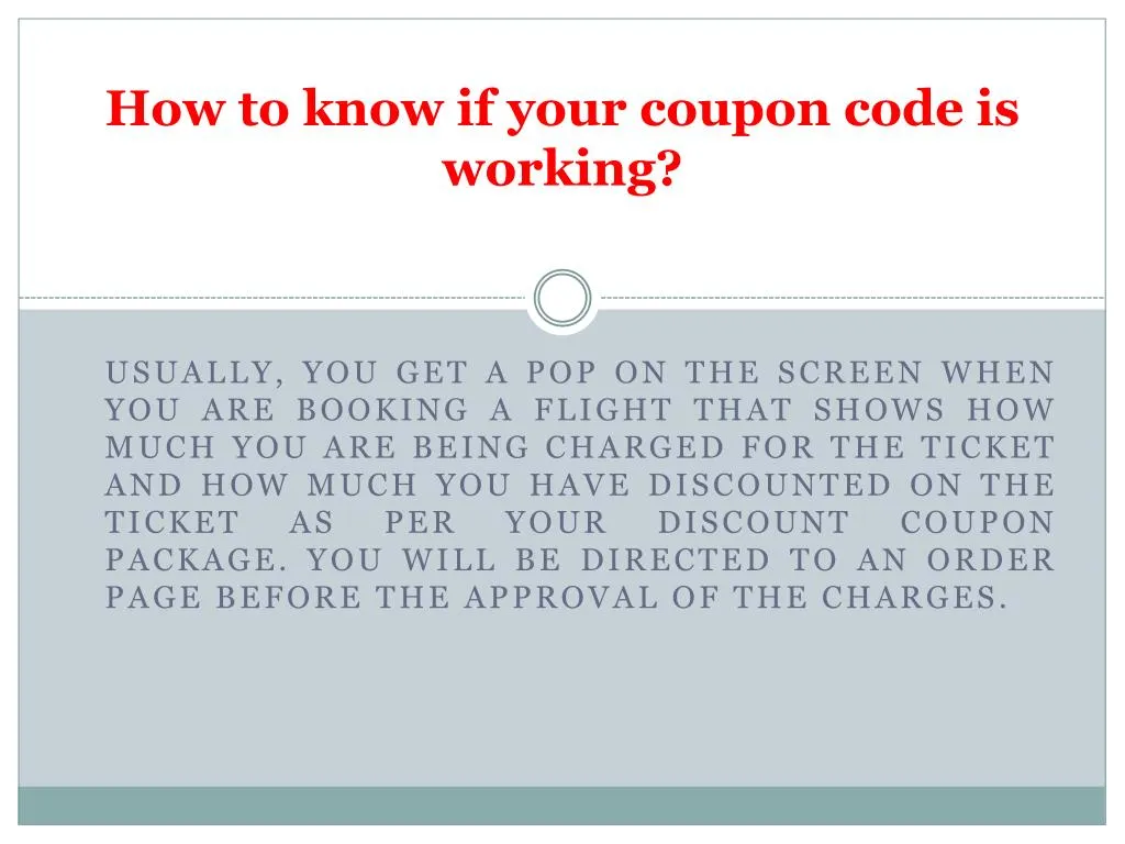 how to know if your coupon code is working