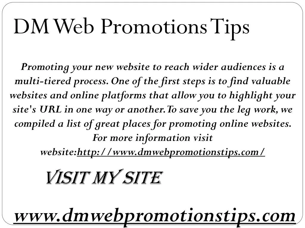 dm web promotions tips