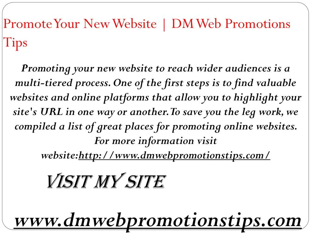 promote your new website dm web promotions tips