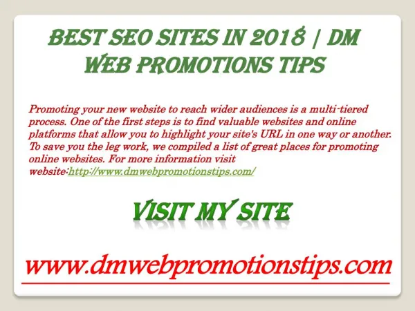 Best SEO Sites in 2018 | DM Web Promotions Tips