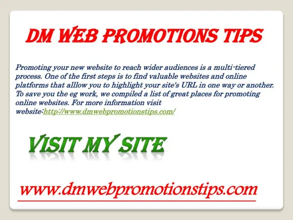 DM Web Promotions Tips