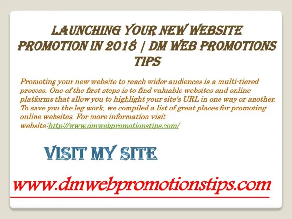 Launching Your New Website Promotion in 2018 | DM Web Promotions Tips