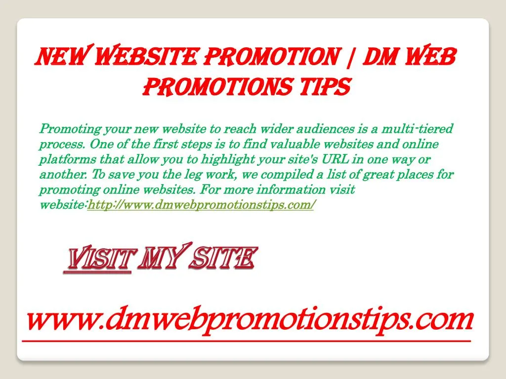 new website promotion dm web promotions tips