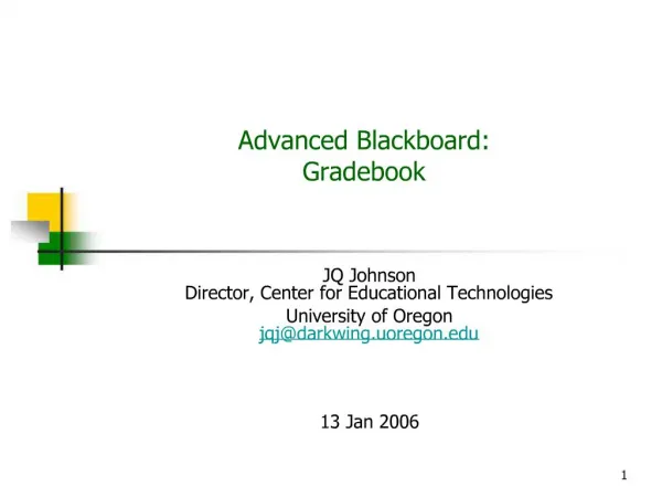 Advanced Blackboard: Gradebook