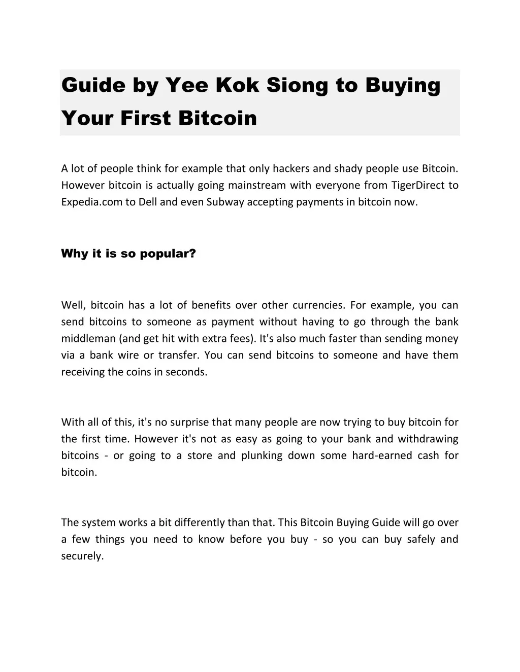 guide by yee kok siong to buying your first