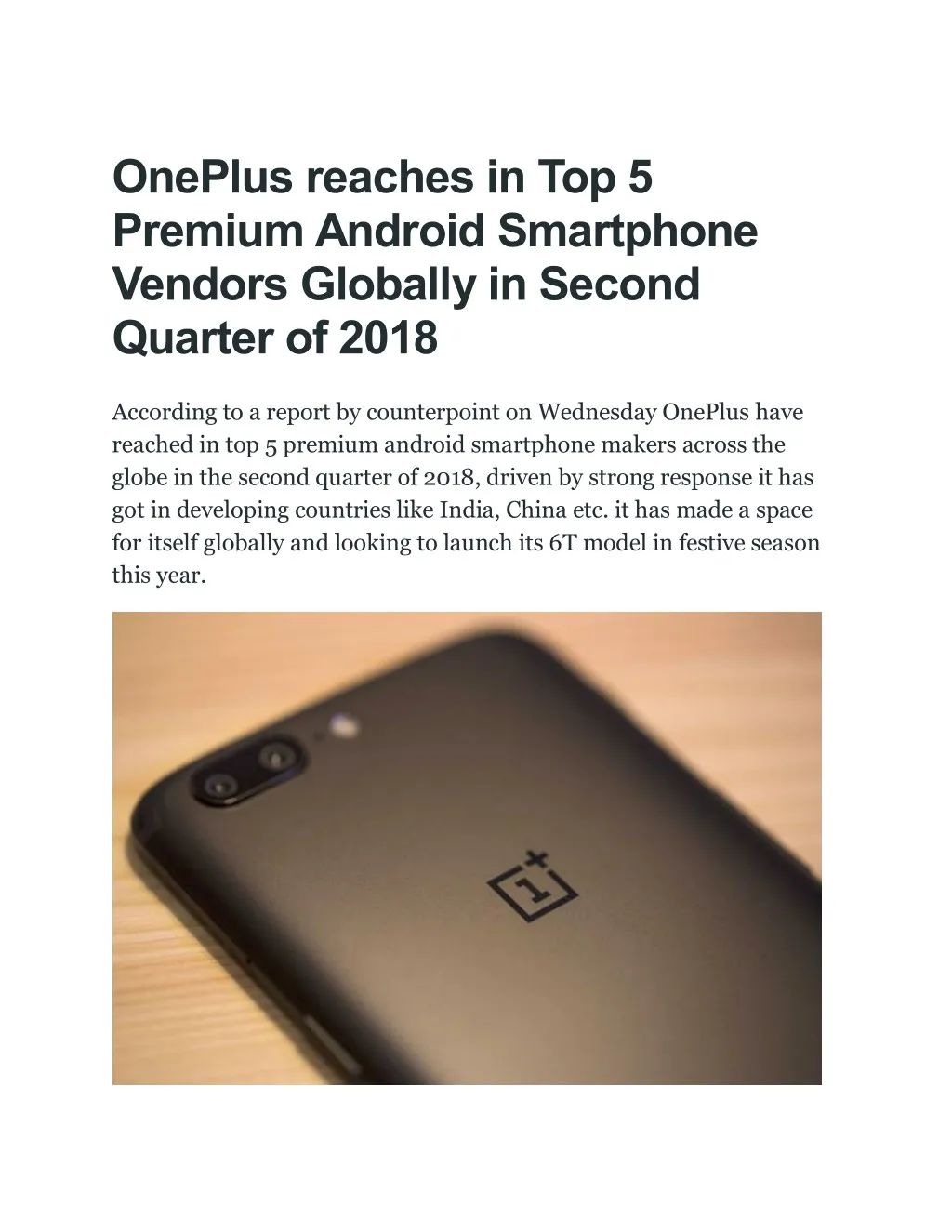 oneplus reaches in top 5 premium android