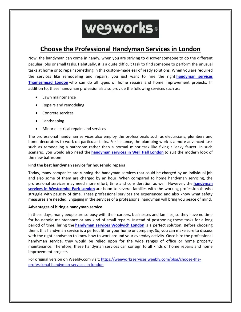 choose the professional handyman services