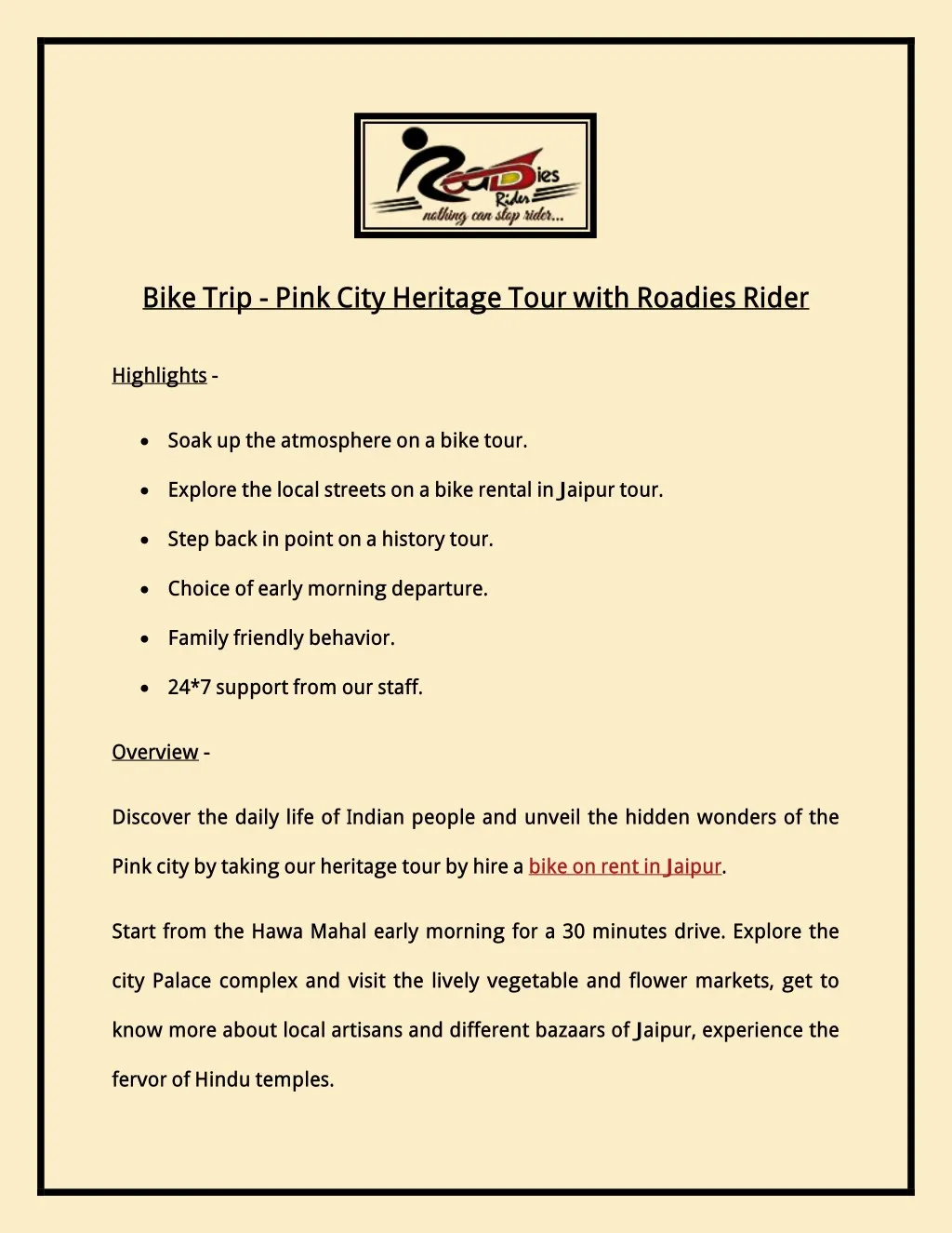 bike trip pink city heritage tour with roadies