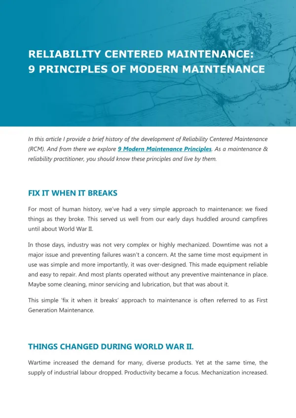 Reliability Centered Maintenance - 9 Principles of Modern Maintenance