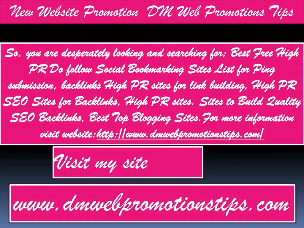 new website promotion dm web promotions tips