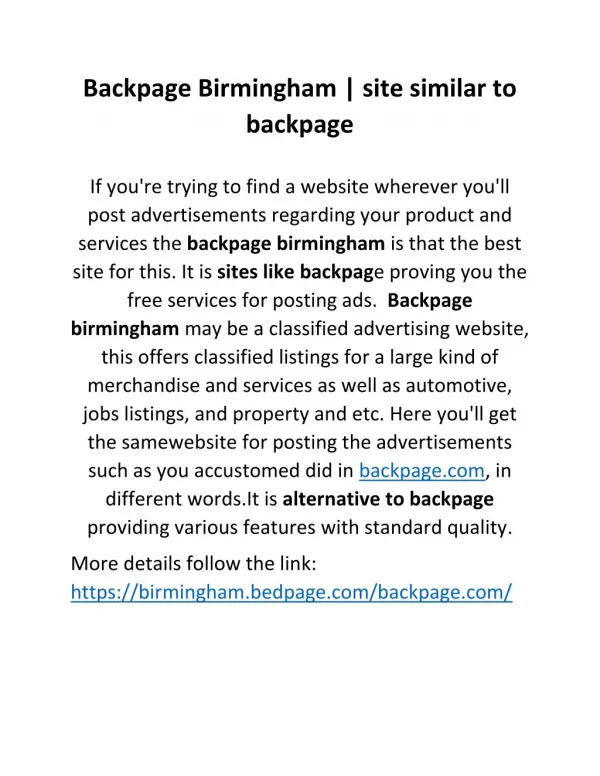 Backpage Birmingham | site similar to backpage
