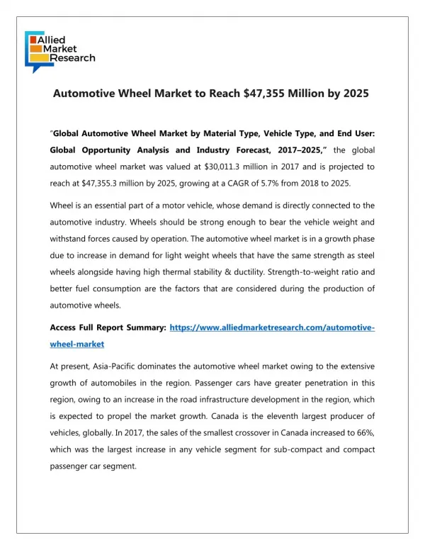 Automotive Wheel Industry Forecast 2018-2025