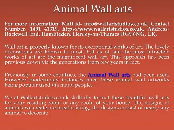 Animal Wall arts