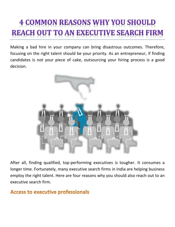 4 COMMON REASONS WHY YOU SHOULD REACH OUT TO AN EXECUTIVE SEARCH FIRM
