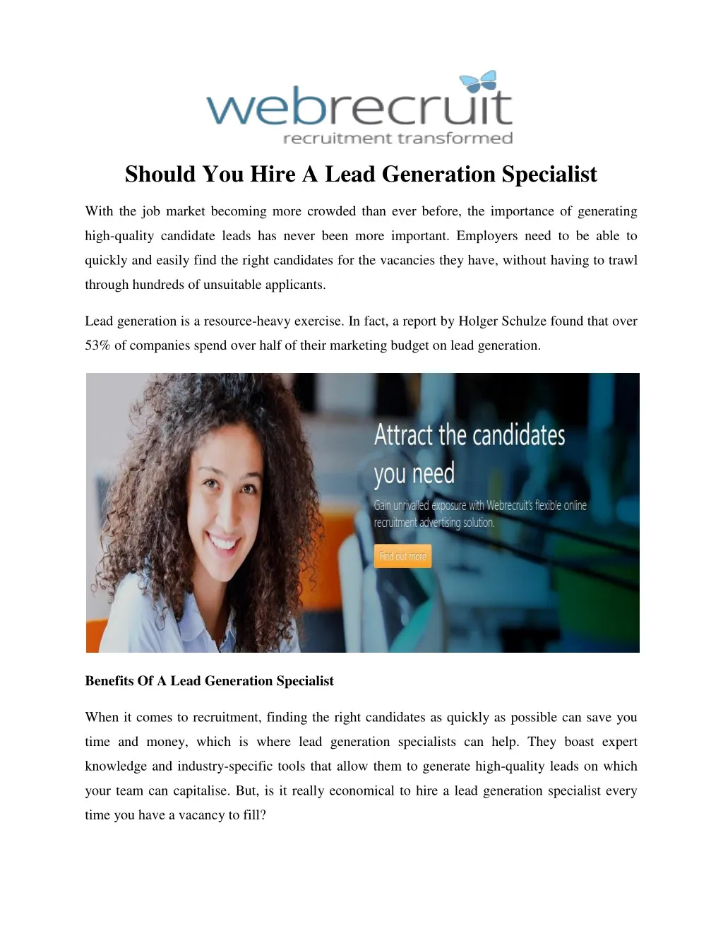 should you hire a lead generation specialist