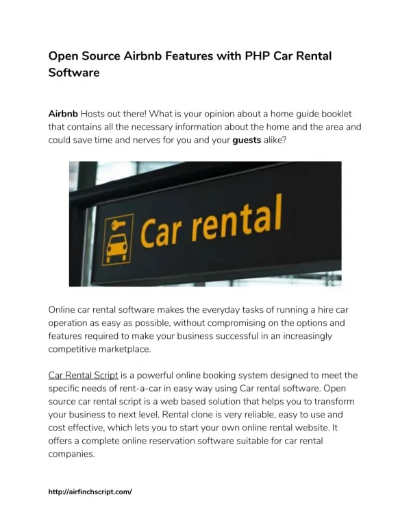 Open Source Airbnb Features with PHP Car Rental Software