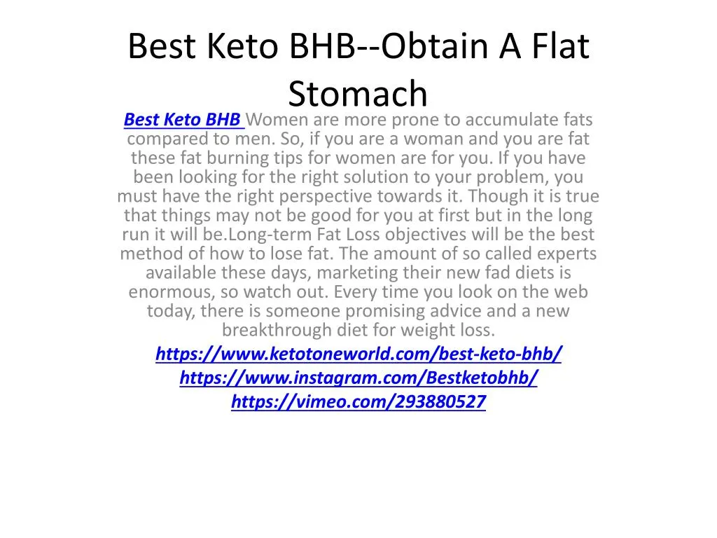 best keto bhb obtain a flat stomach