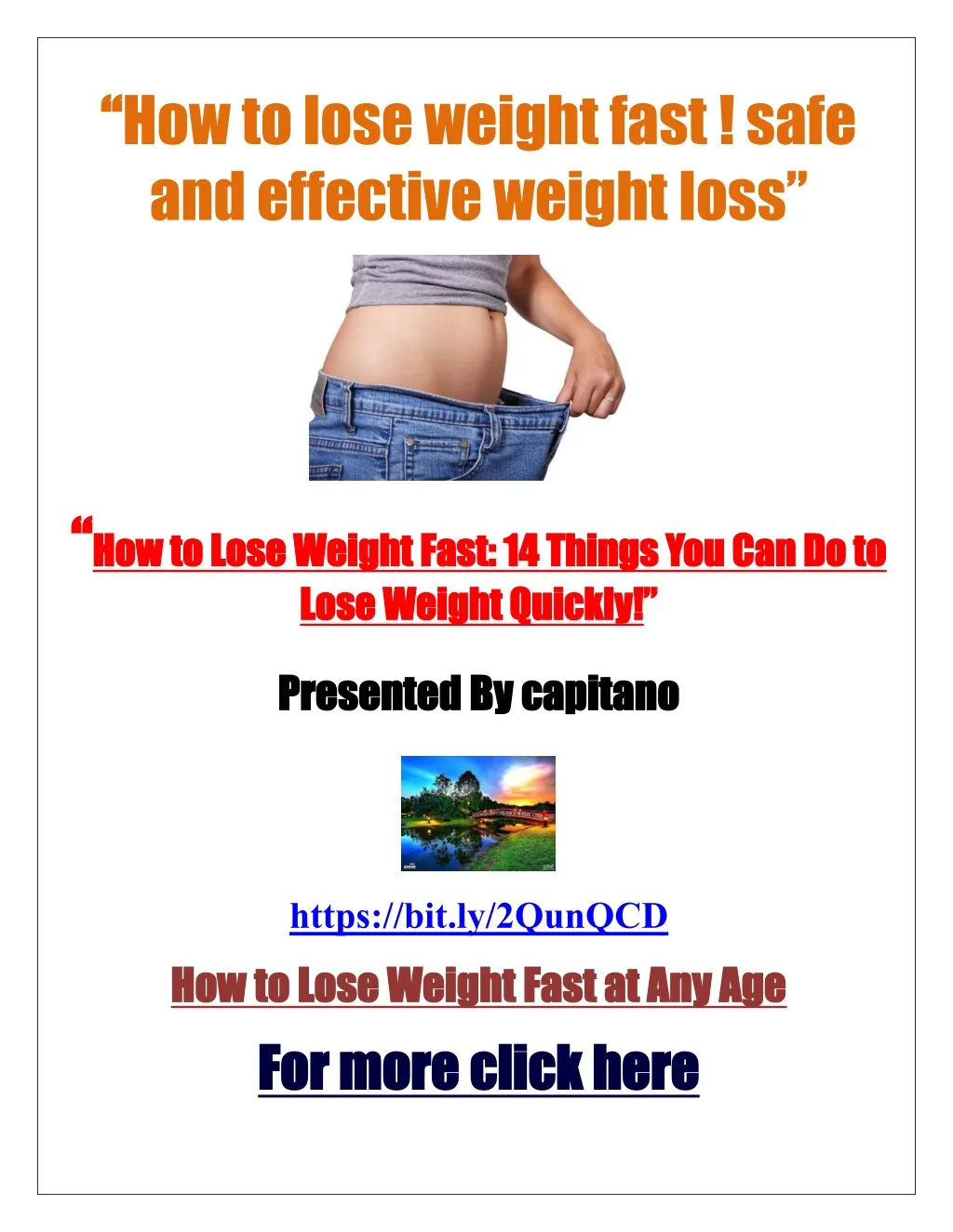 how to lose weight fast safe and effective weight