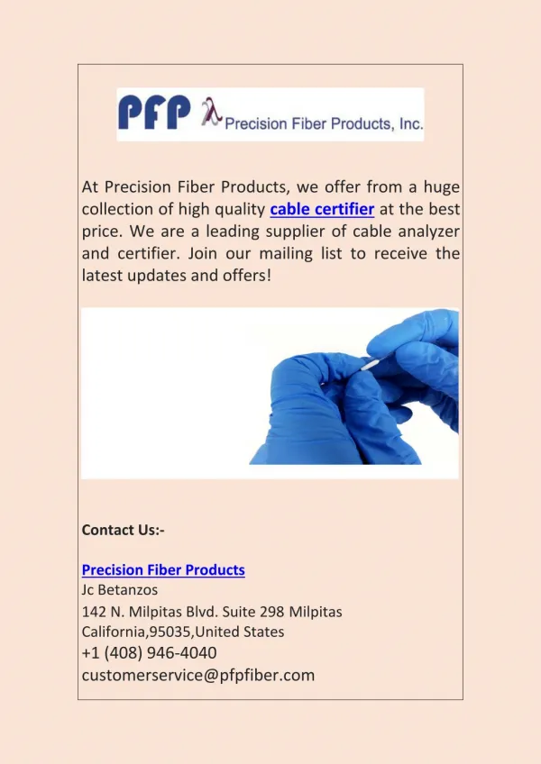 Top Quality Cable Certifier at Best Price