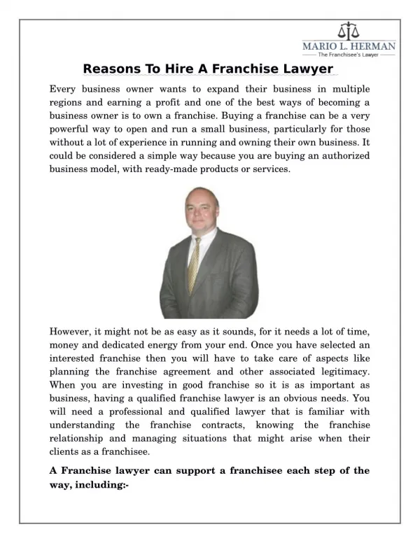 Reasons To Hire A Franchise Lawyer