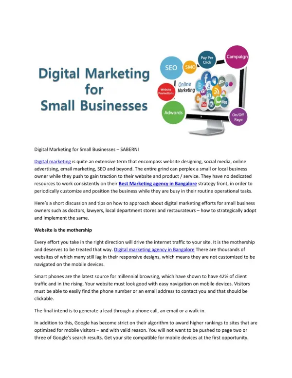 Digital Marketing for Small Businesses – SABERNI