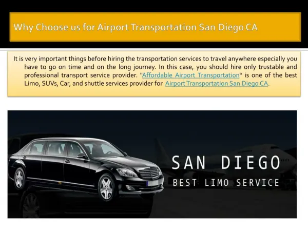 Why Choose us for Airport Transportation San Diego CA