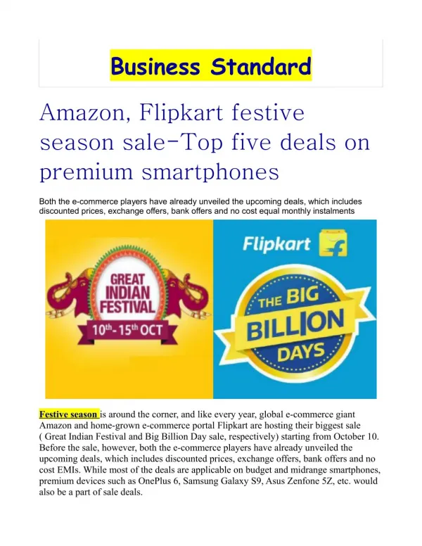 Amazon, Flipkart festive season sale: Top five deals on premium smartphones