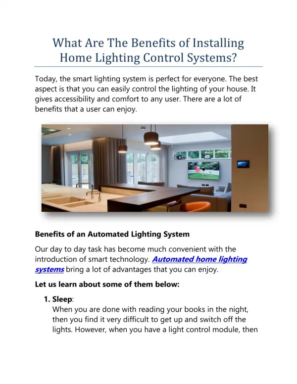 Lighting Control Systems For Homes